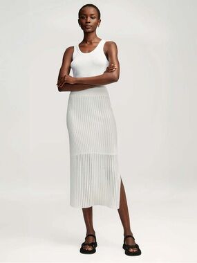ARGENT Mercerized Cotton Knit Skirt White Small